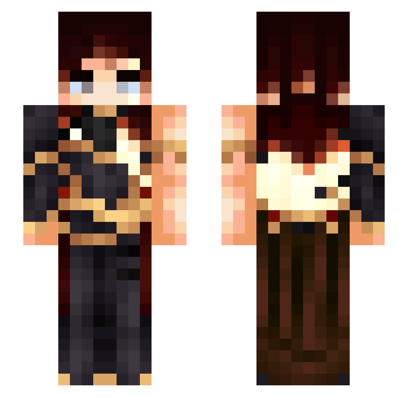 SkullyBlu Minecraft skin, front and back view
