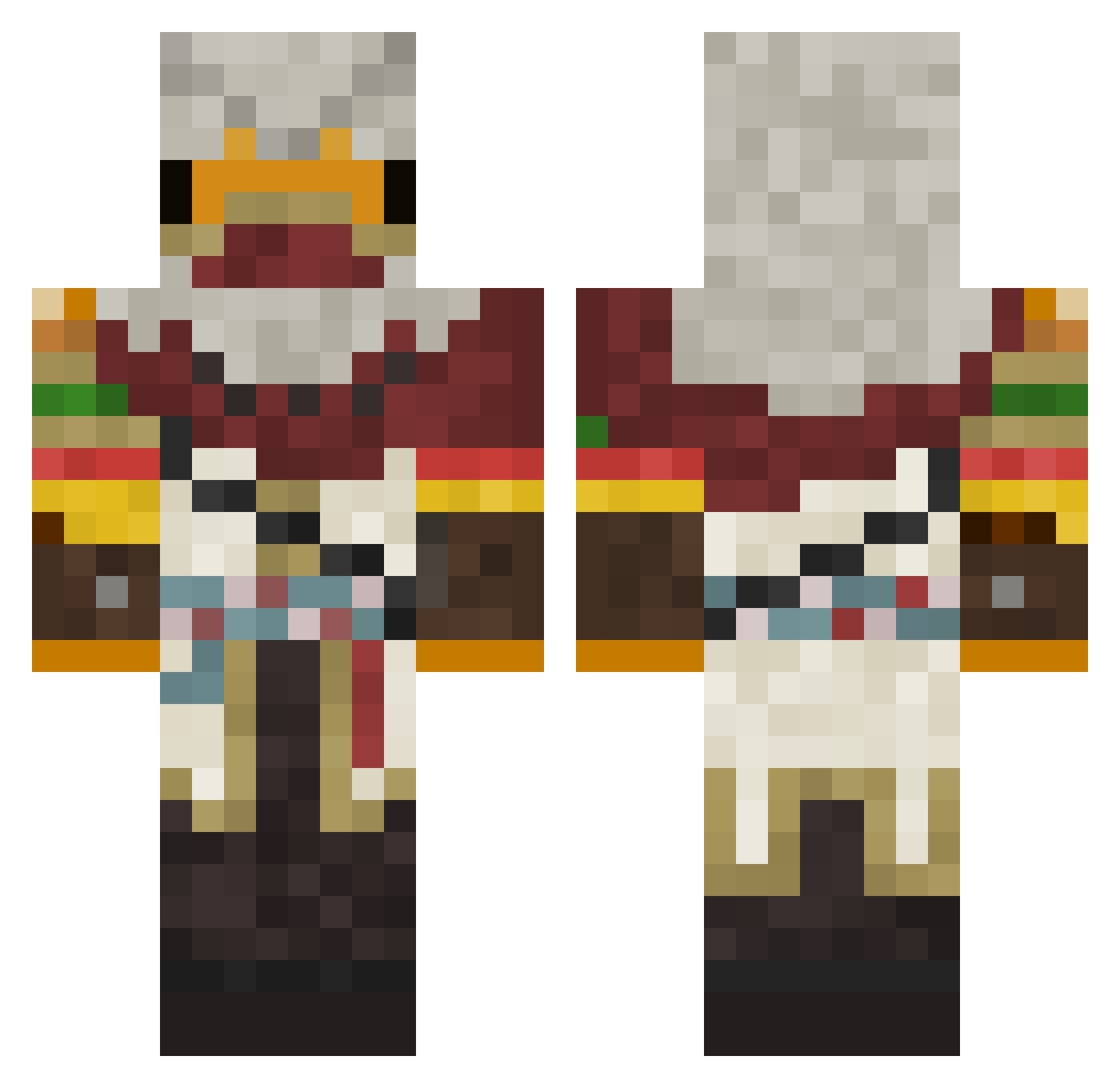 burgerpy Minecraft skin, front and back view
