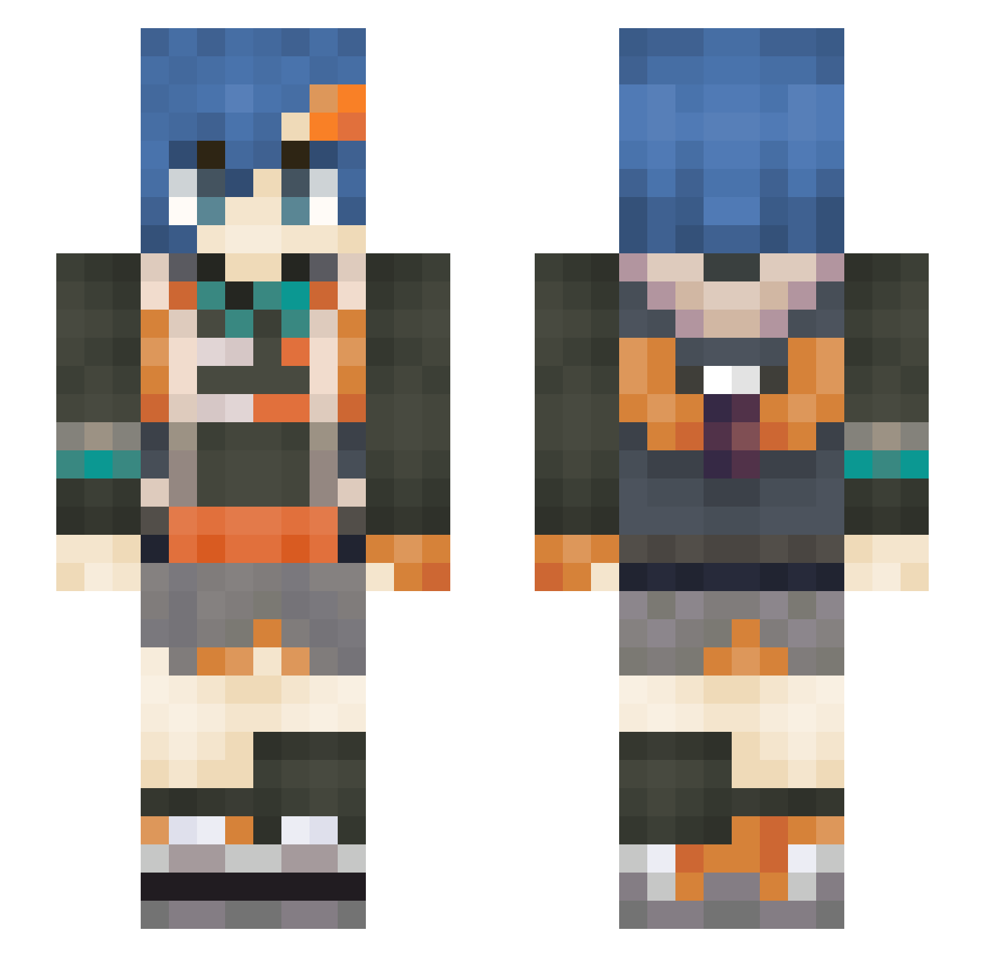 Sushiry Minecraft skin, front and back view