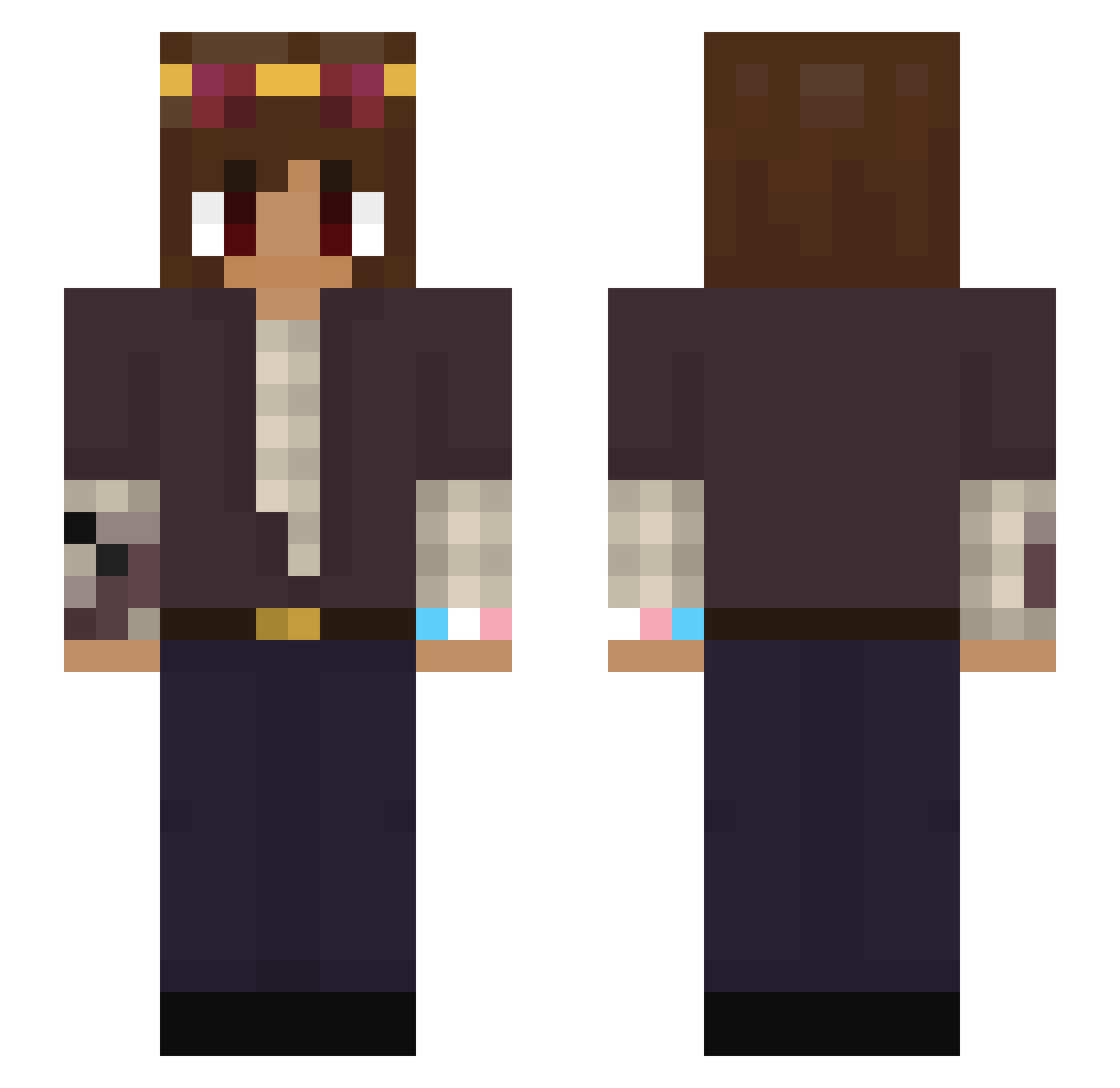RoseOfCrimson Minecraft skin, front and back view