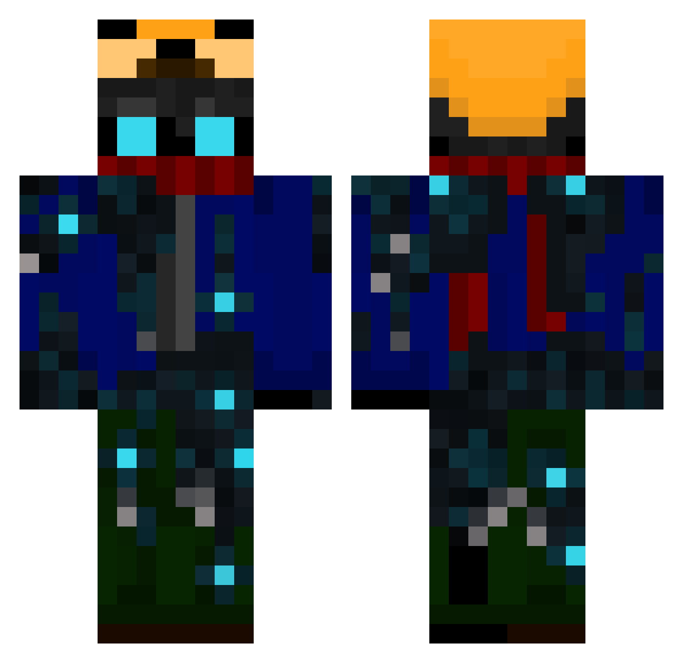 MatosAxe Minecraft skin, front and back view