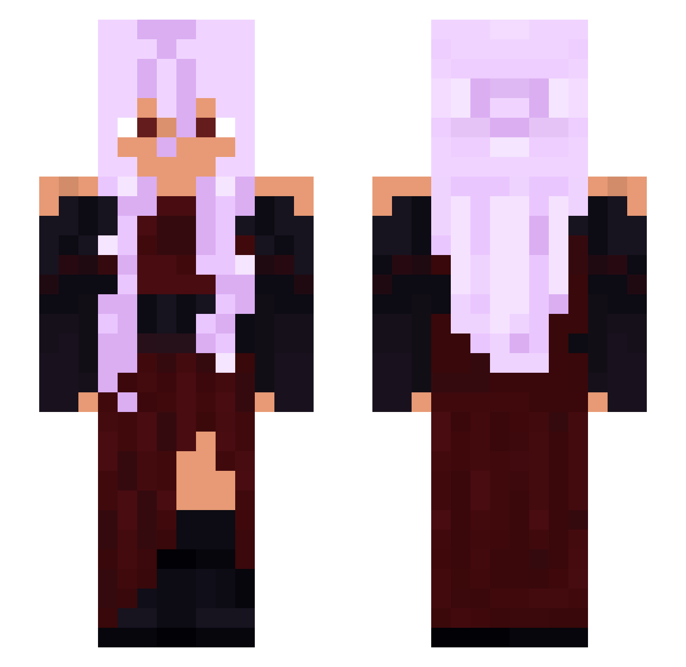 Lavender_NaN Minecraft skin, front and back view