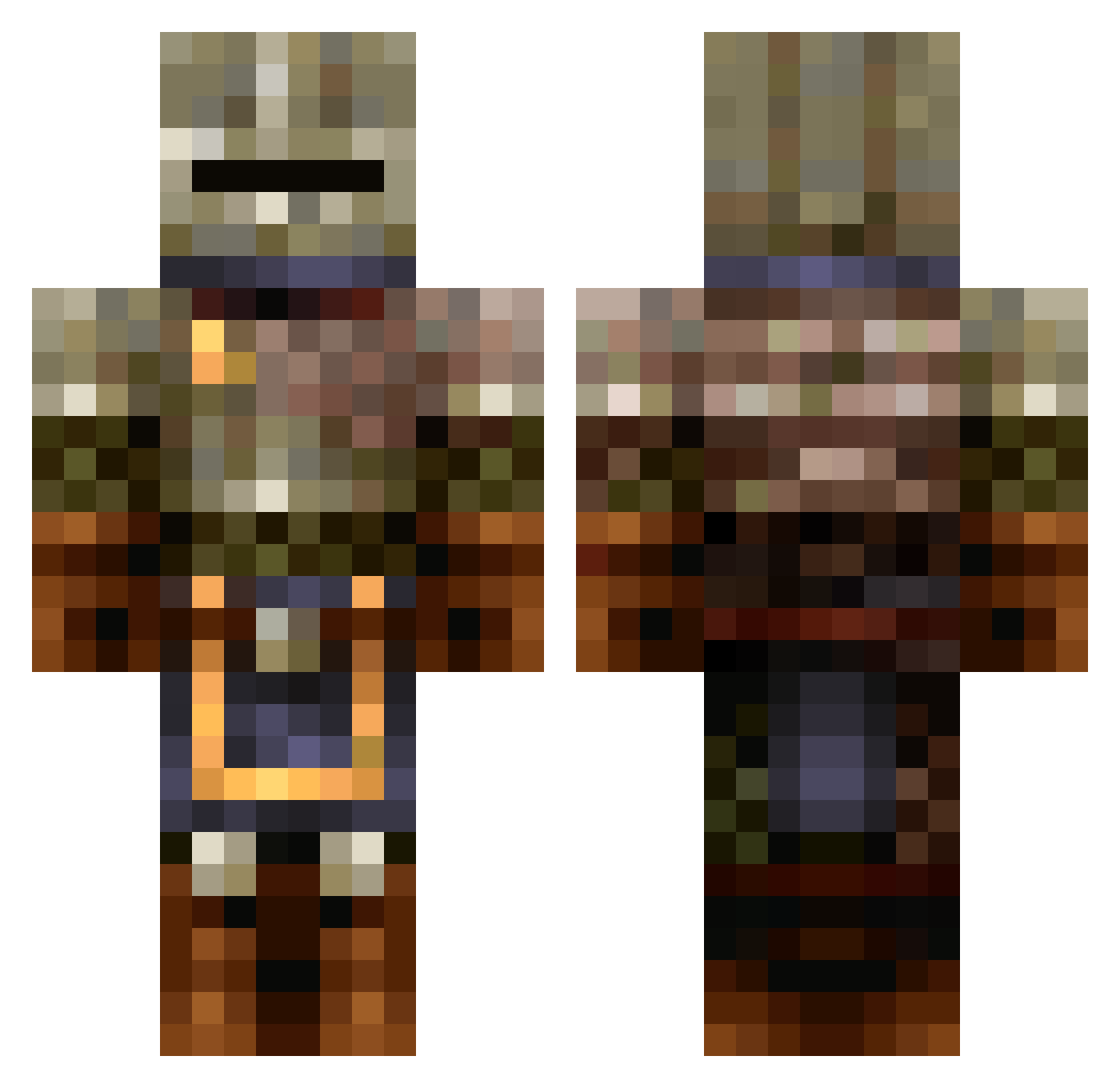 SaKaTeLeGaL Minecraft skin, front and back view