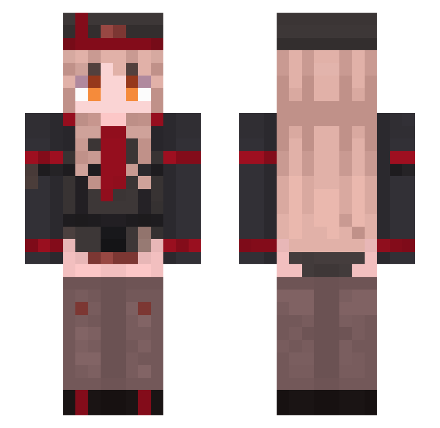 Strypher Minecraft skin, front and back view