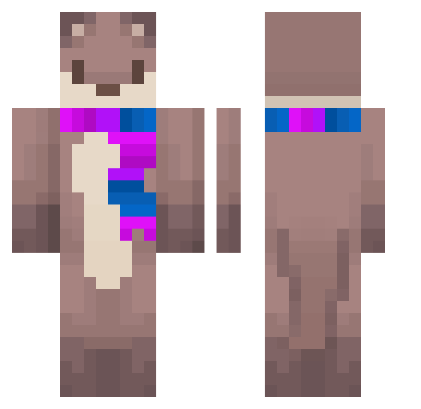 Jujubean1024 Minecraft skin, front and back view