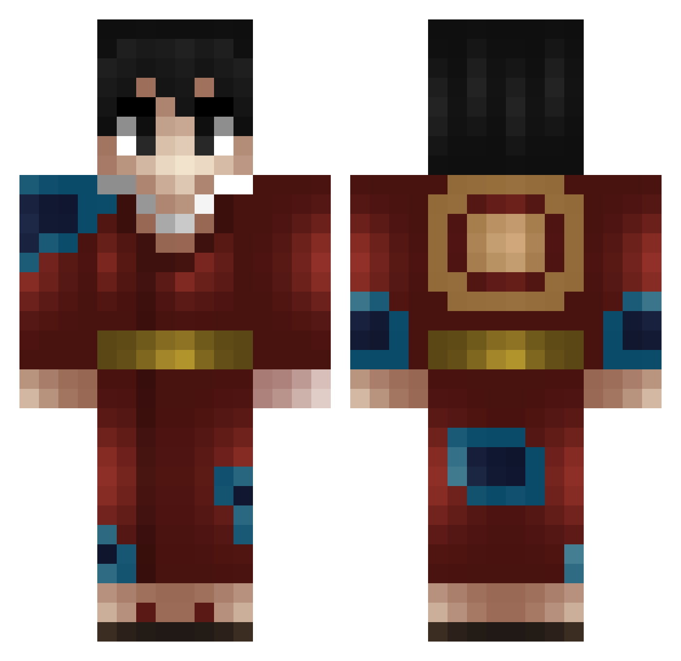 zachp4k Minecraft skin, front and back view