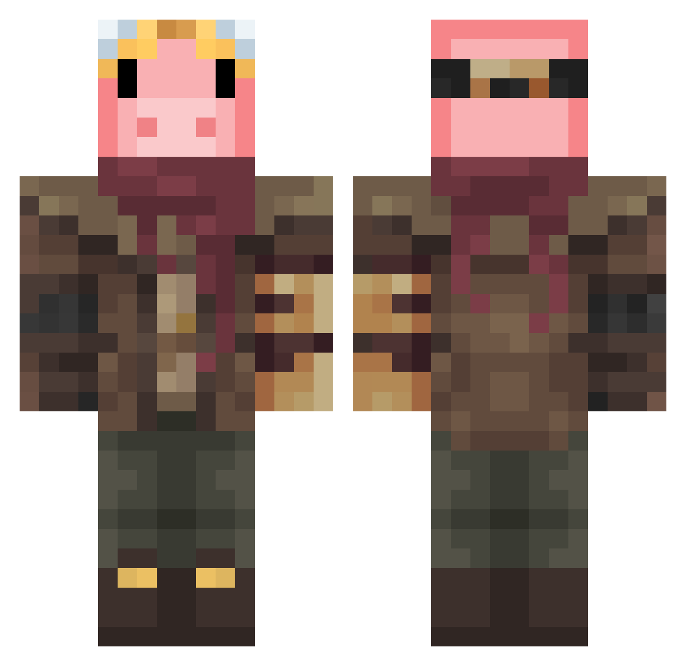 PosaSapo Minecraft skin, front and back view