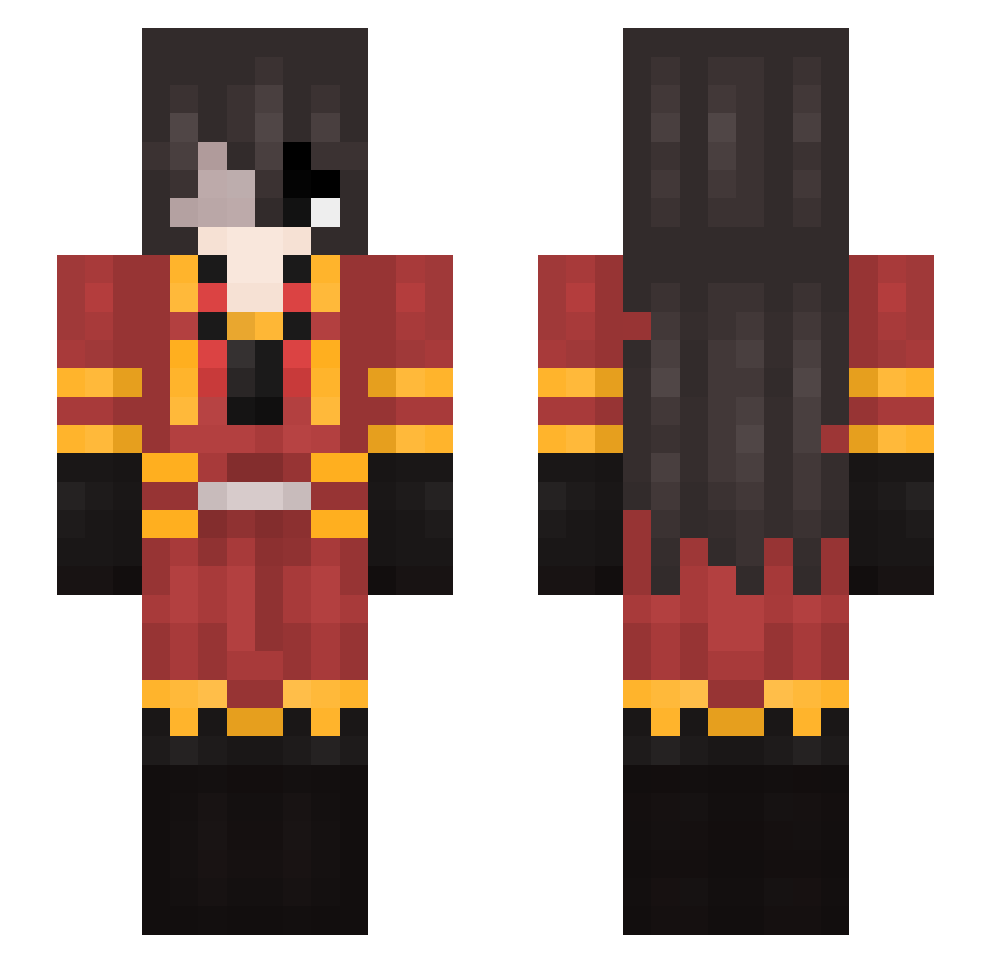 OverheatedIce Minecraft skin, front and back view