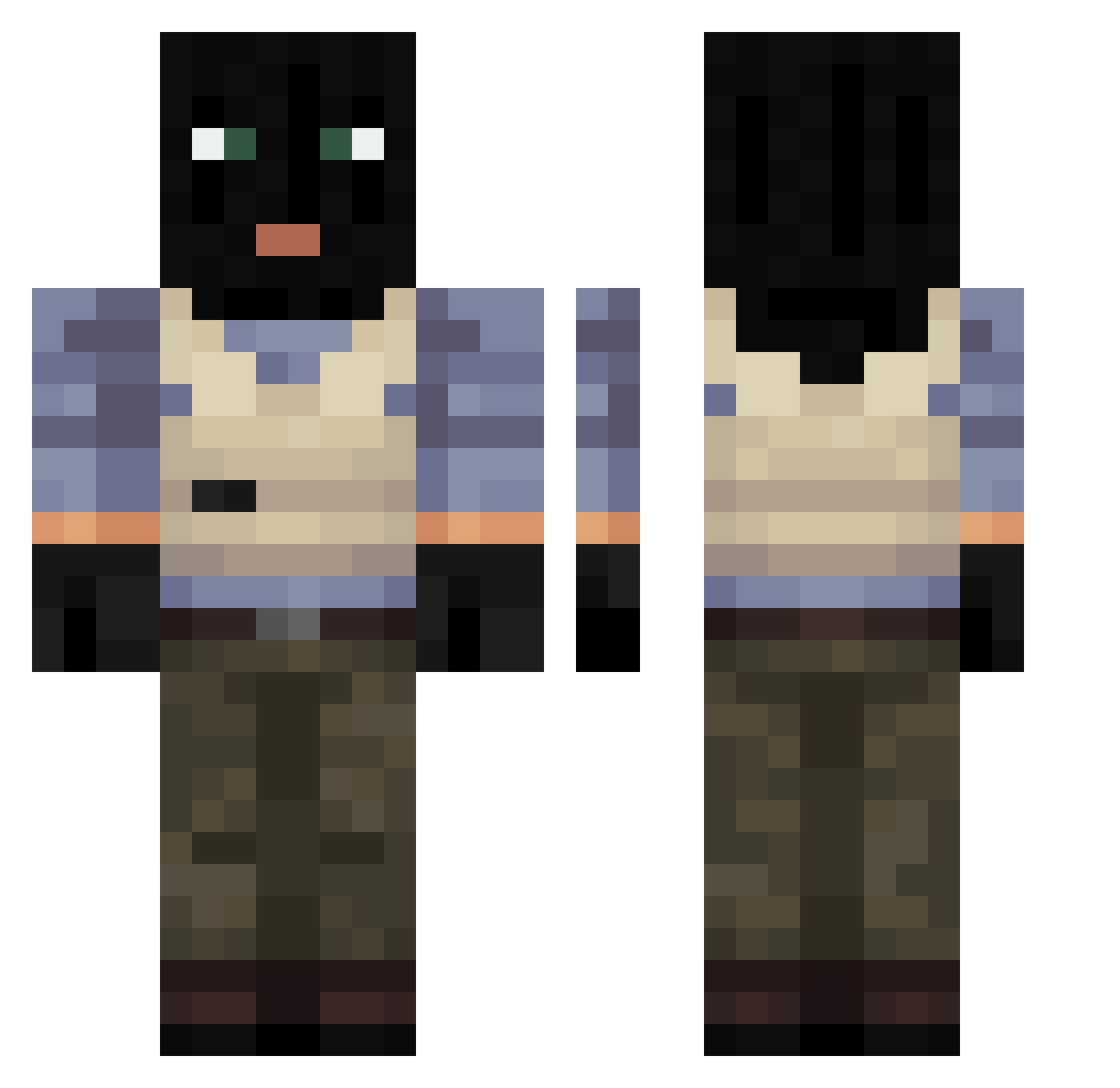MrDiego8 Minecraft skin, front and back view