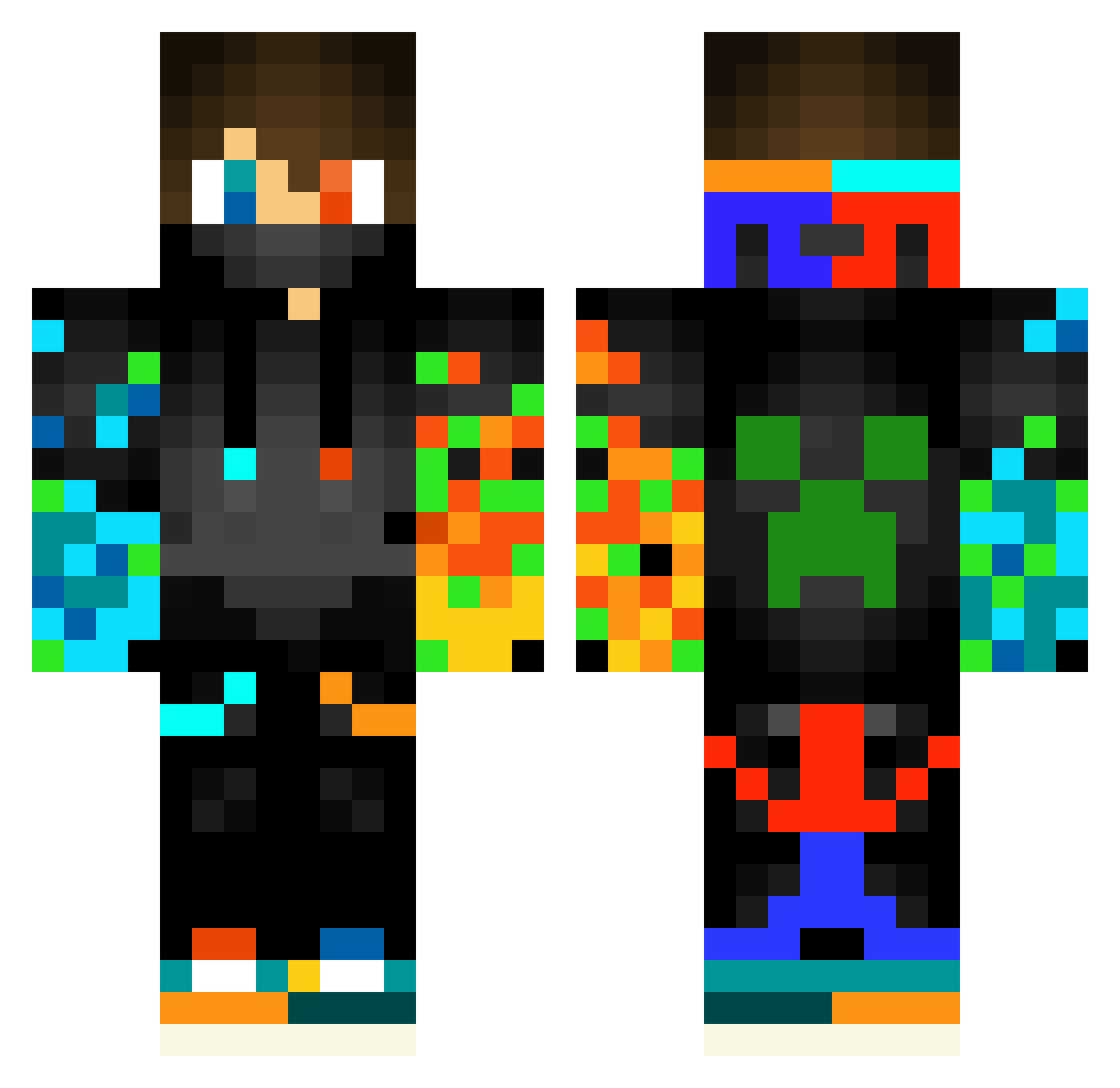 superhearty Minecraft skin, front and back view