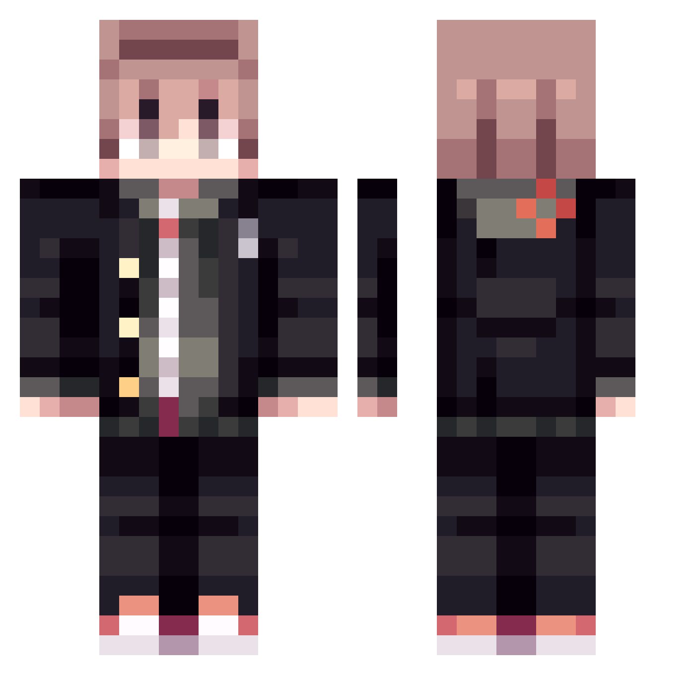 AmHeh Minecraft skin, front and back view
