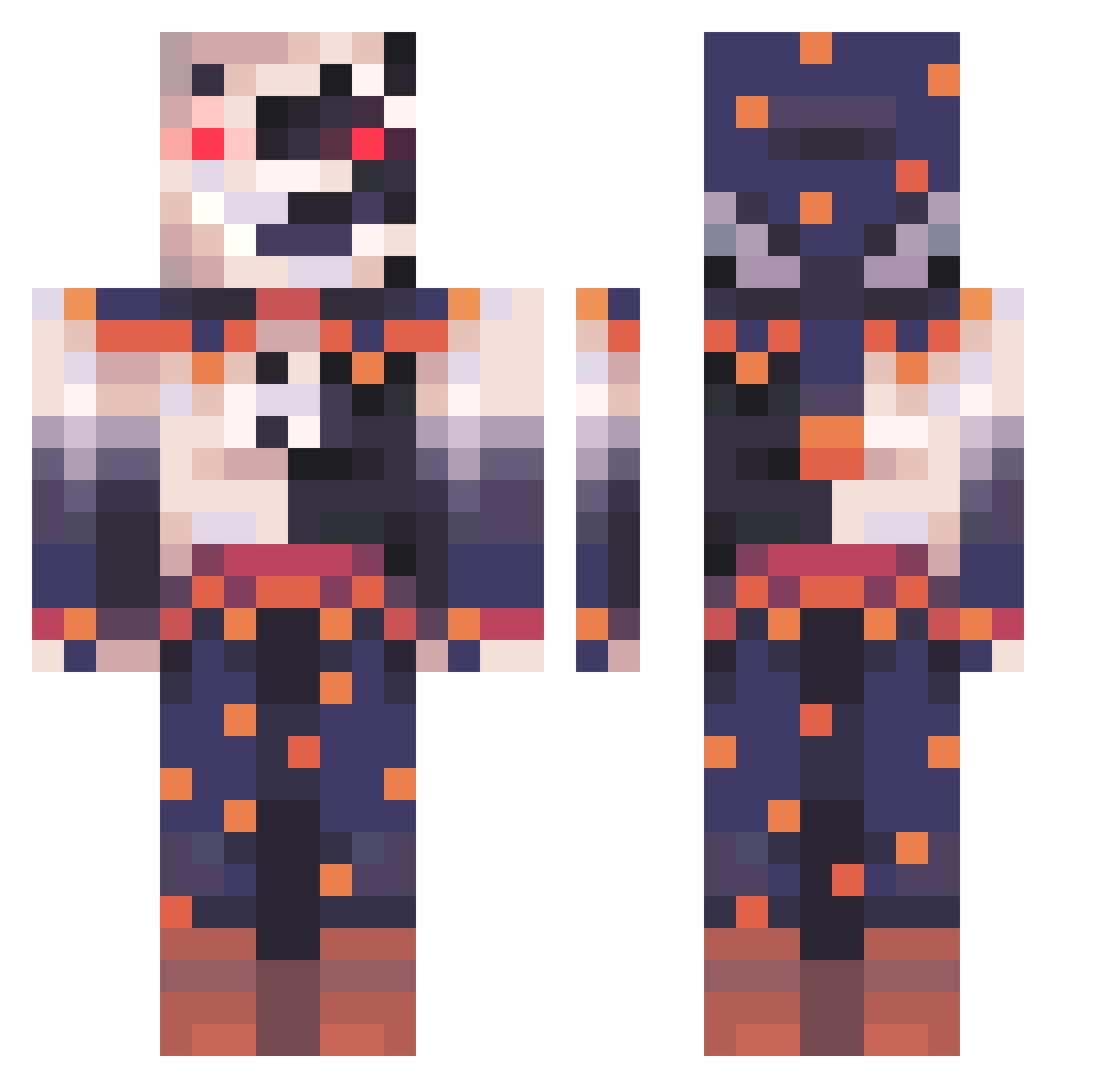 Hobatron Minecraft skin, front and back view