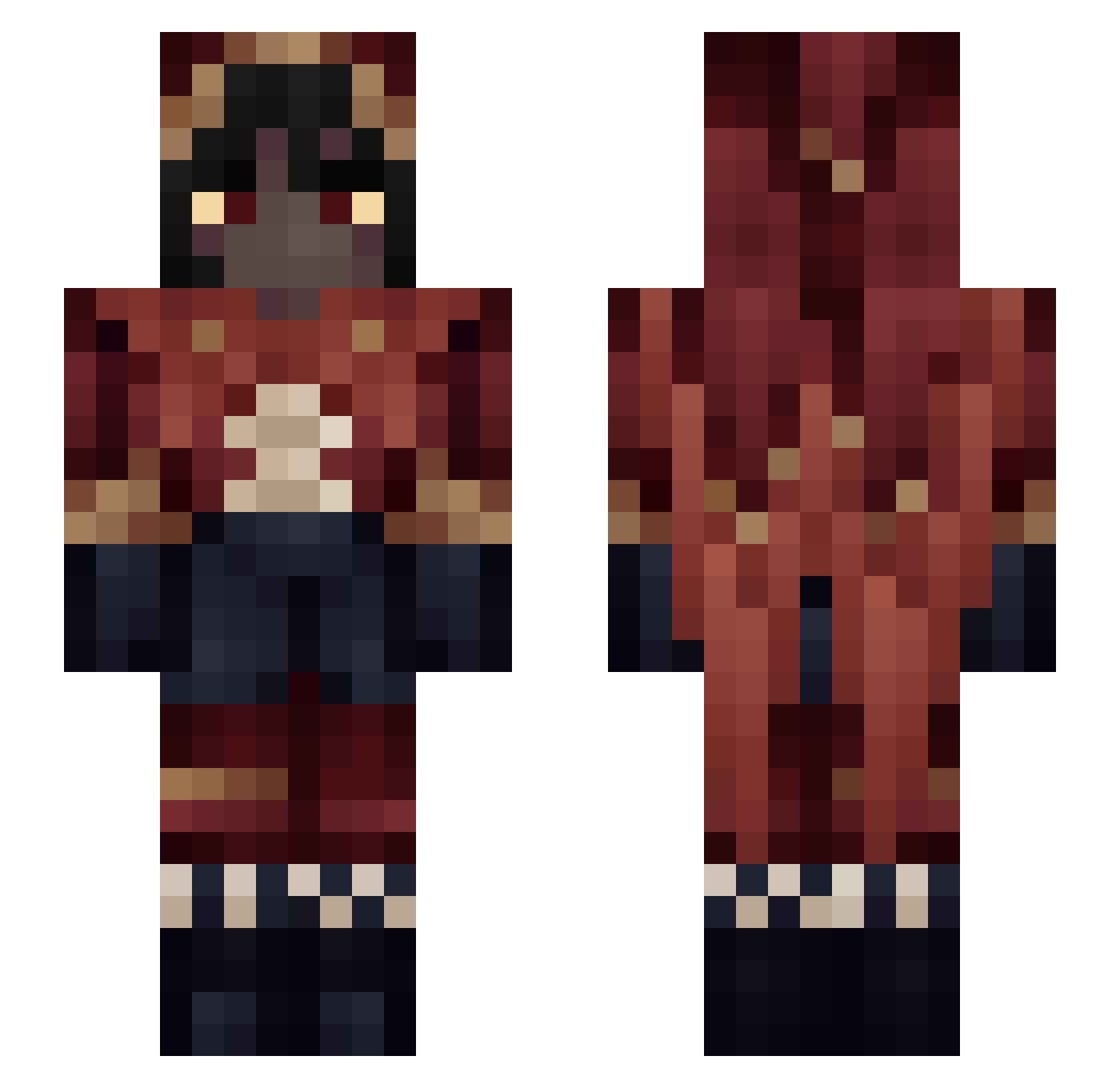 TheMonstie Minecraft skin, front and back view