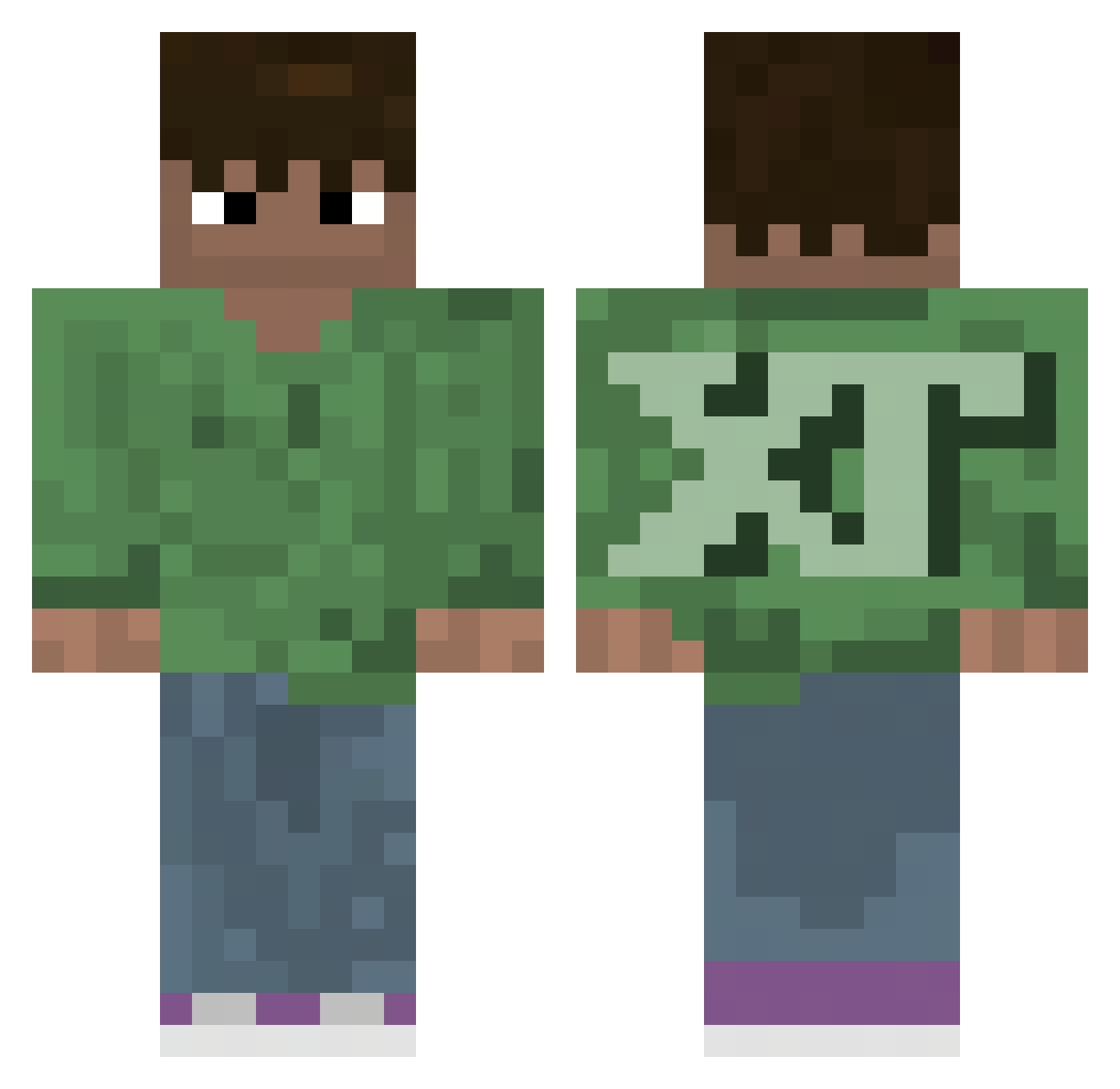 wjds Minecraft skin, front and back view