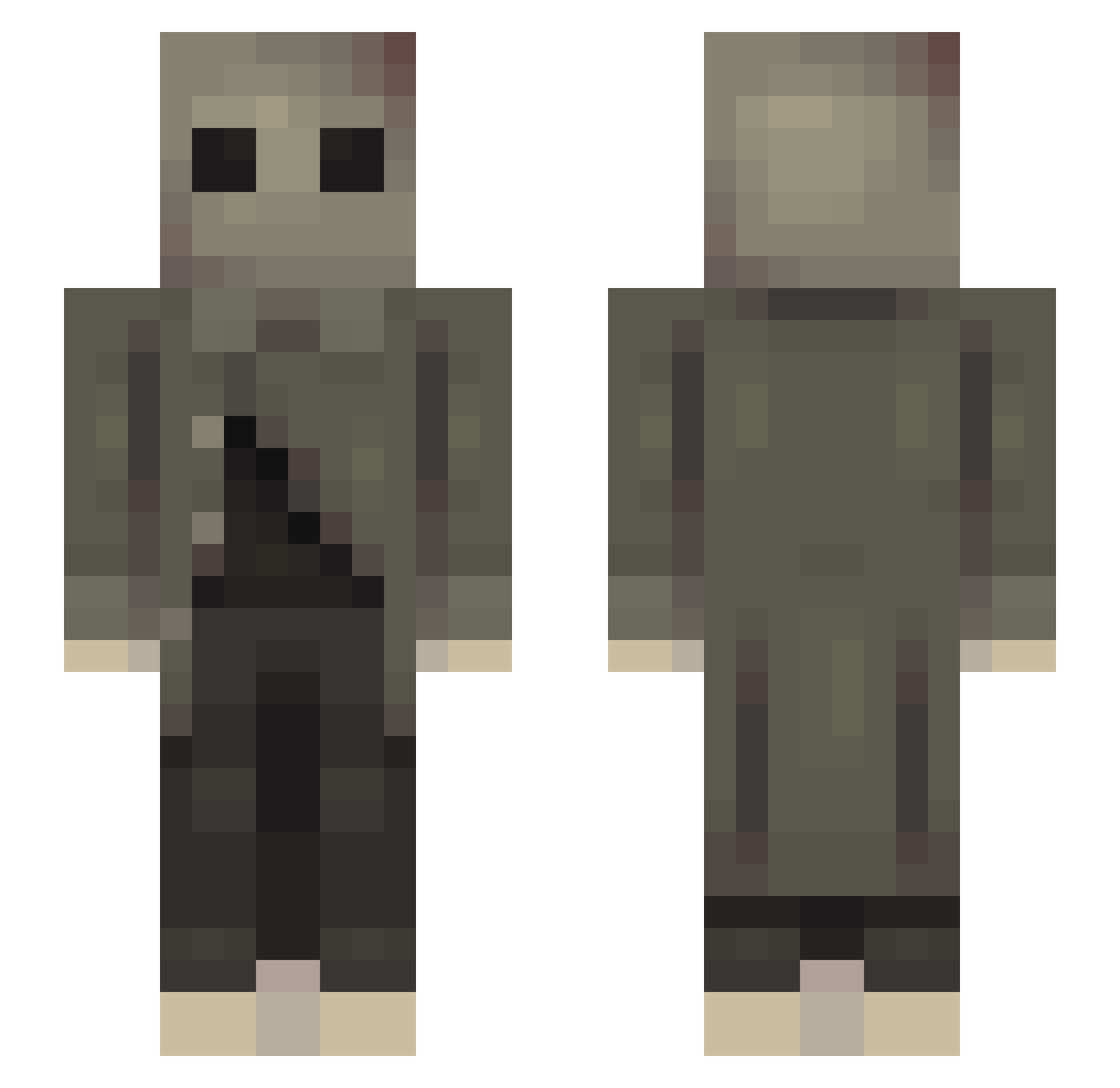 tuxmin Minecraft skin, front and back view