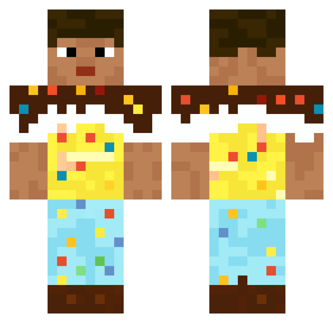 Guideo Minecraft skin, front and back view