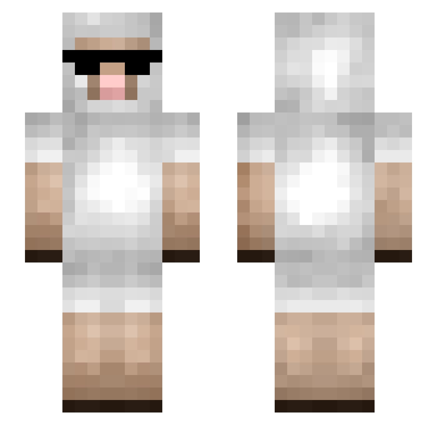 Glupschy Minecraft skin, front and back view