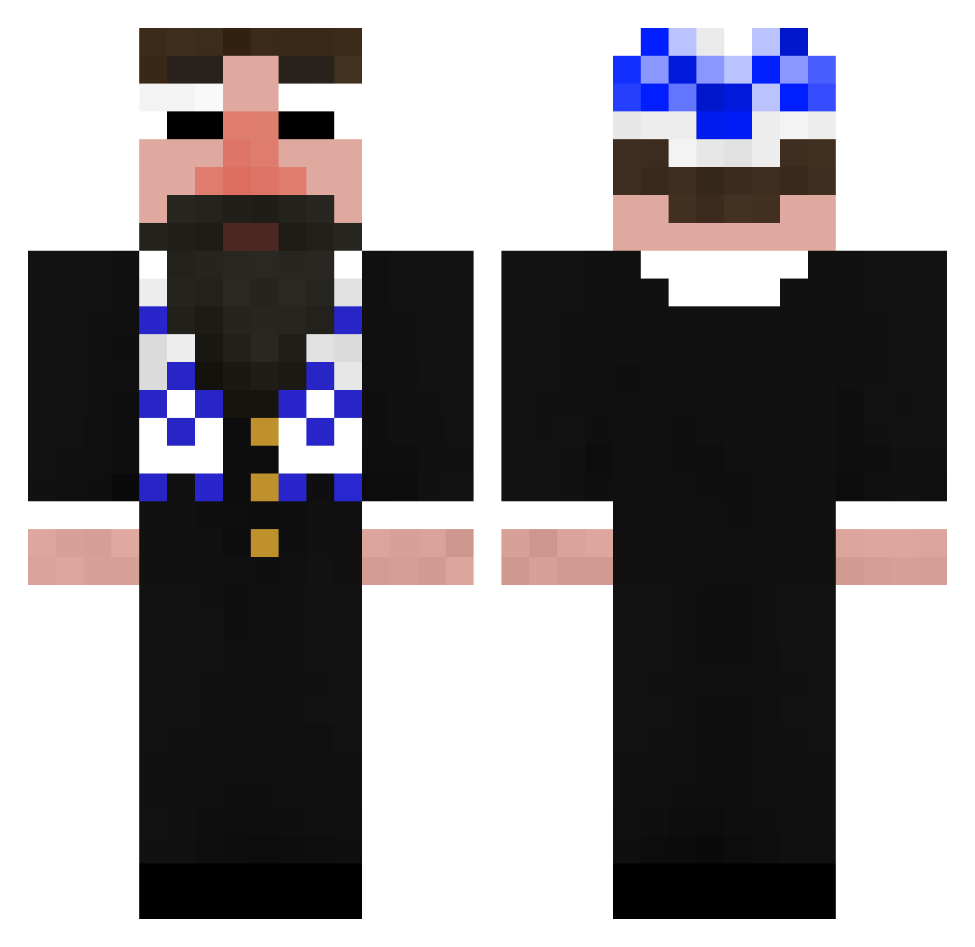 GrandRU Minecraft skin, front and back view