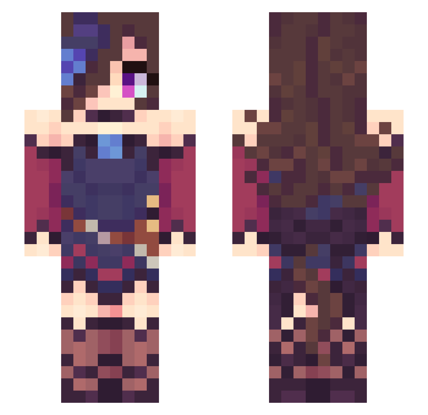 Yuutsu_san Minecraft skin, front and back view