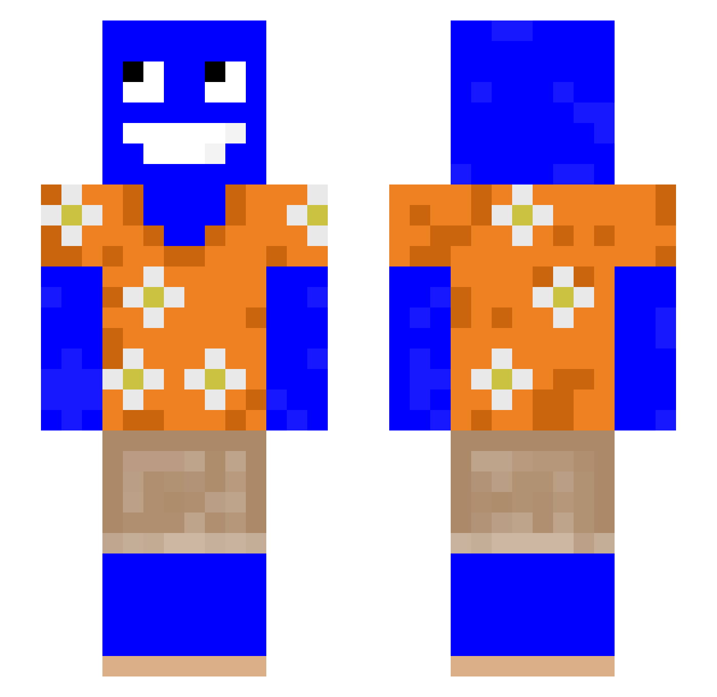 3eyi Minecraft skin, front and back view