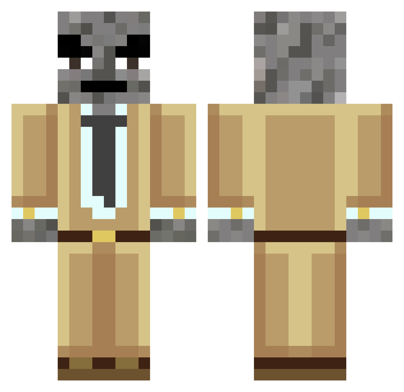 Kieselplay Minecraft skin, front and back view