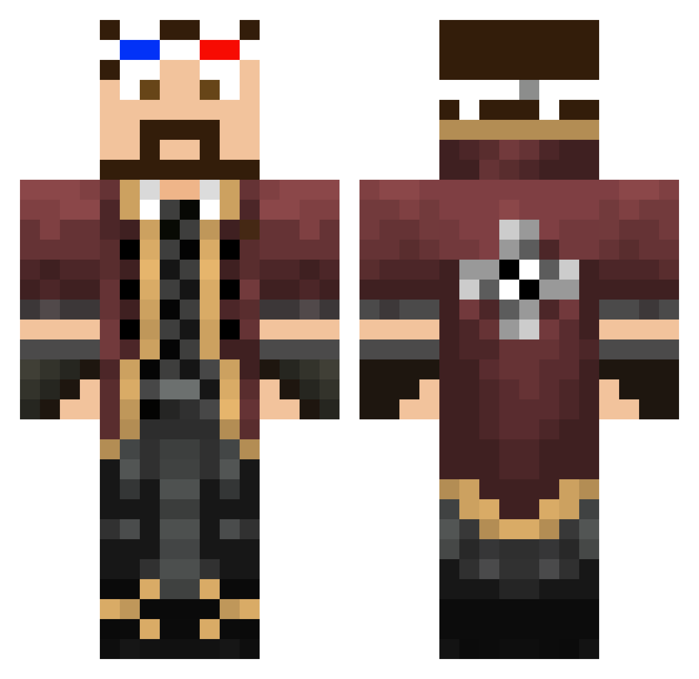 Decanes Minecraft skin, front and back view