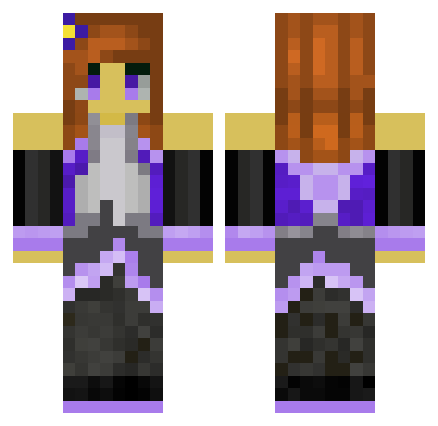 Rougerai Minecraft skin, front and back view
