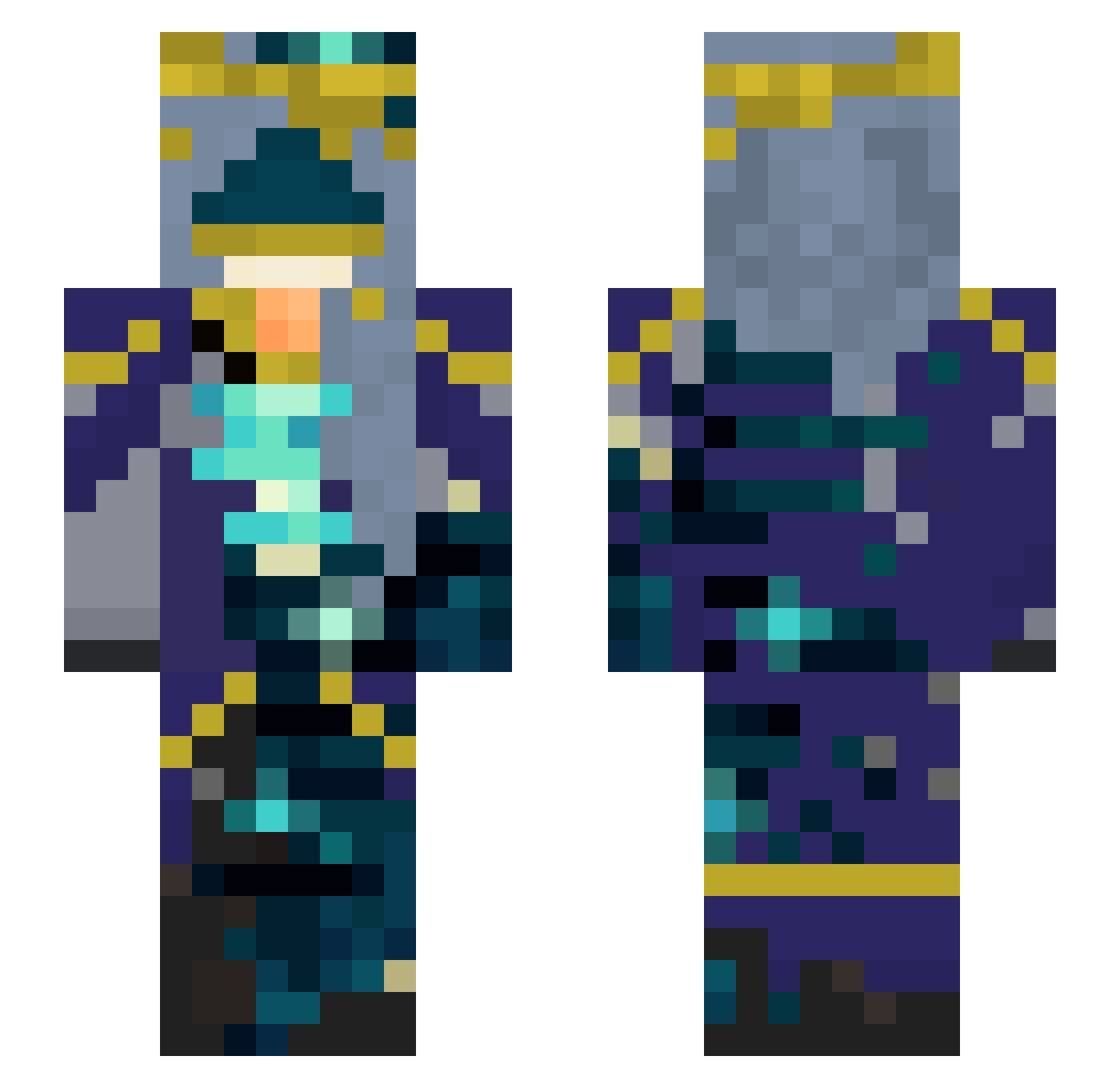 RadioStudio Minecraft skin, front and back view