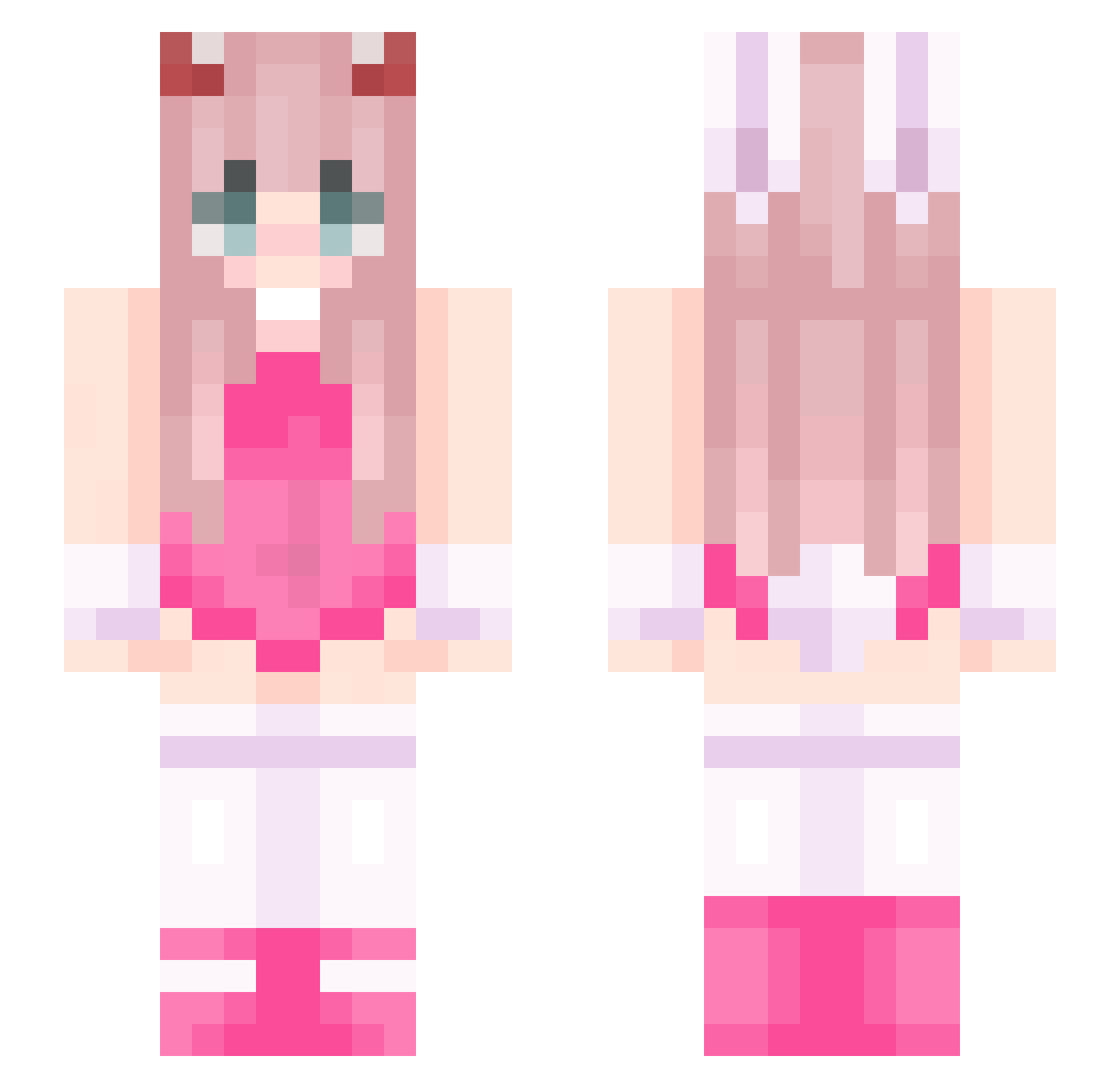 Nyxymeowuwu Minecraft skin, front and back view