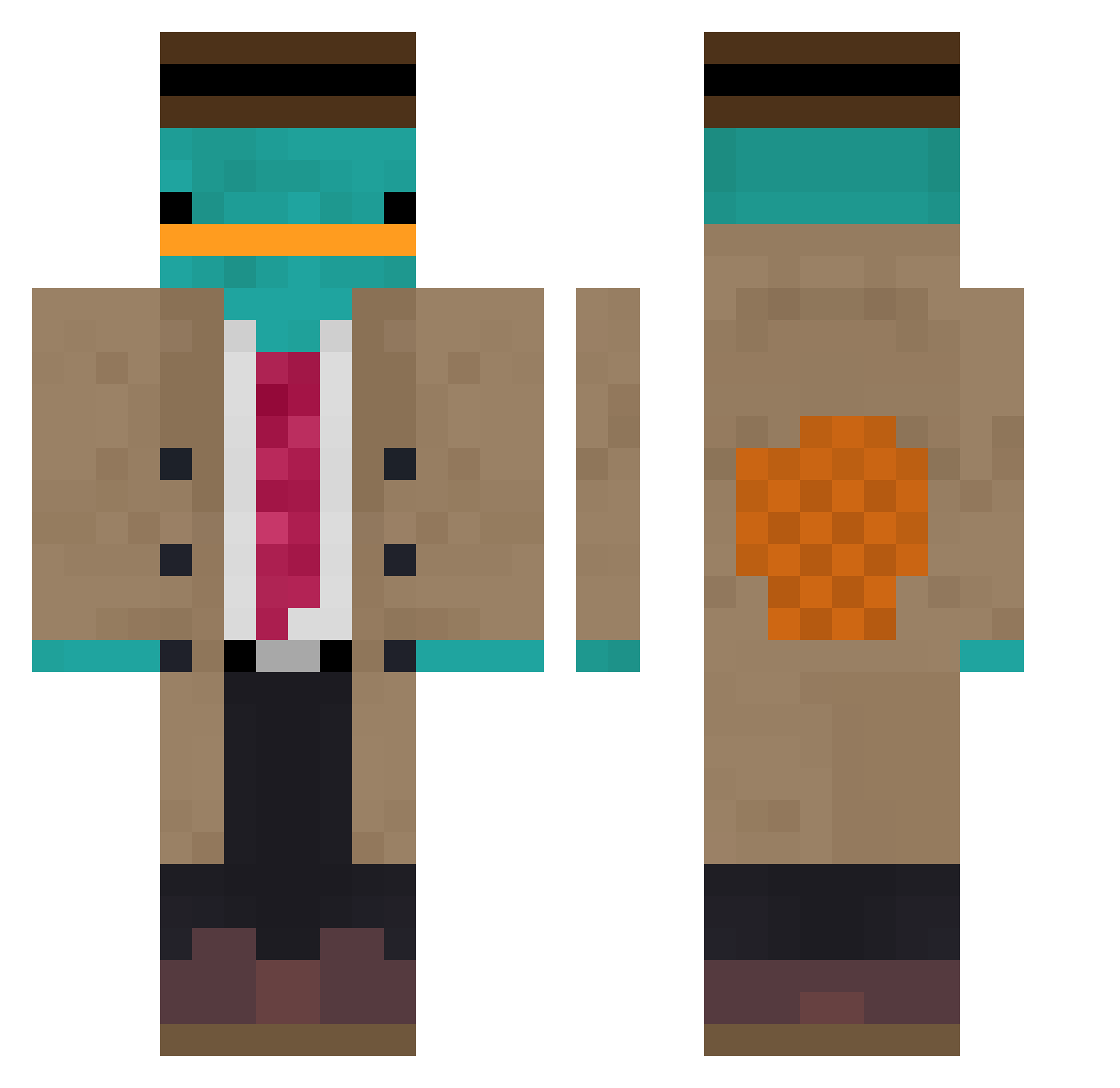 Shadowwnz Minecraft skin, front and back view