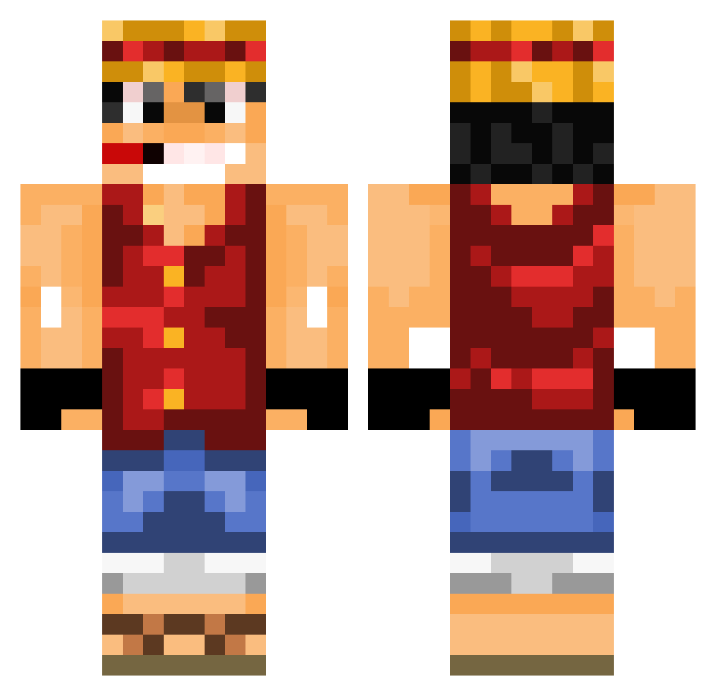 Flossi Minecraft skin, front and back view