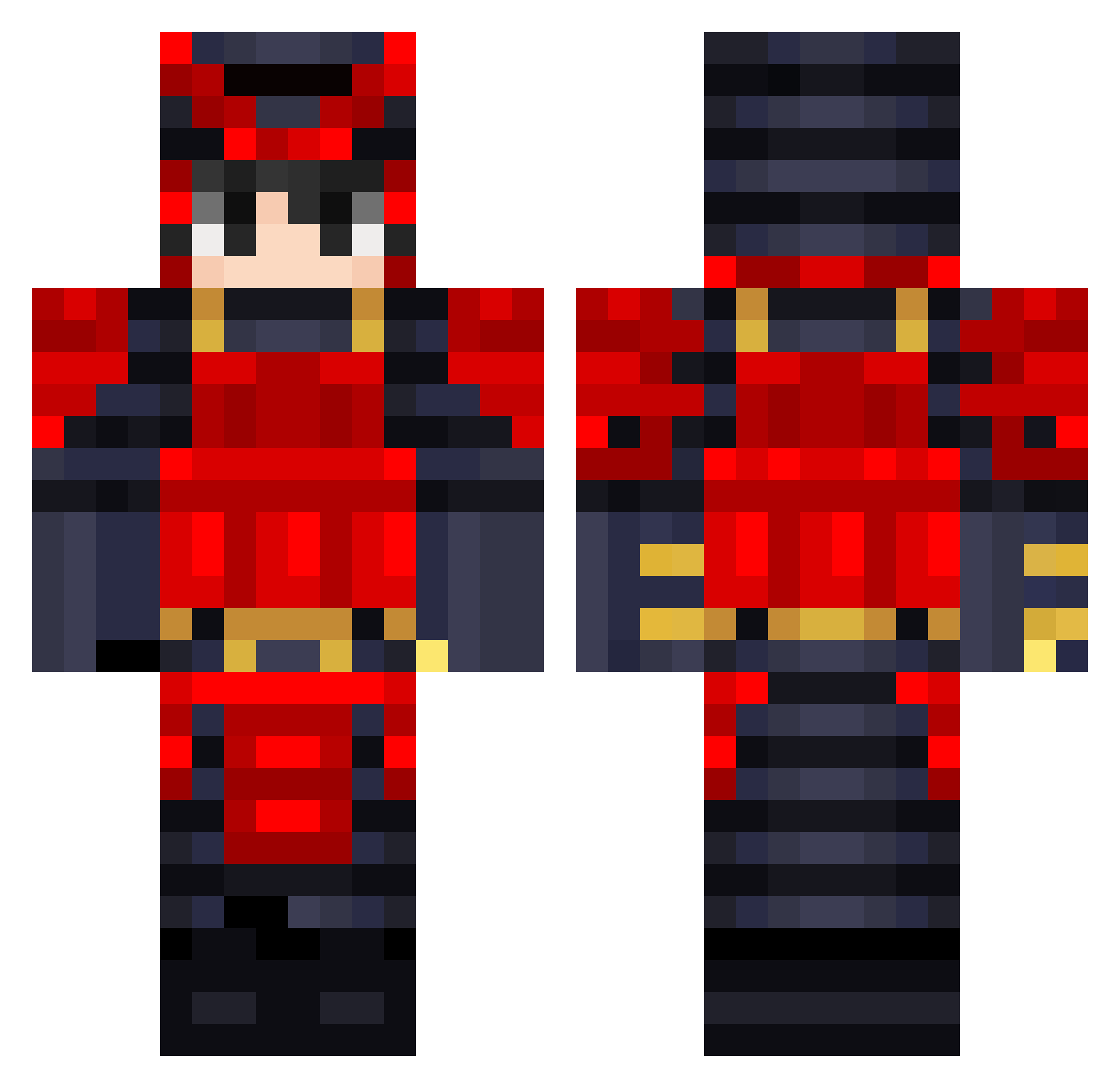 Sasmurai Minecraft skin, front and back view