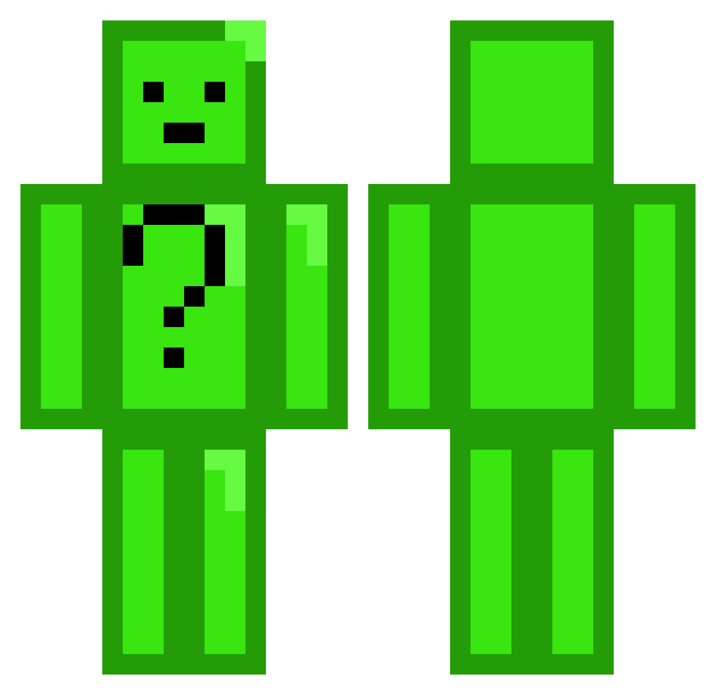 Greenbean81 Minecraft skin, front and back view