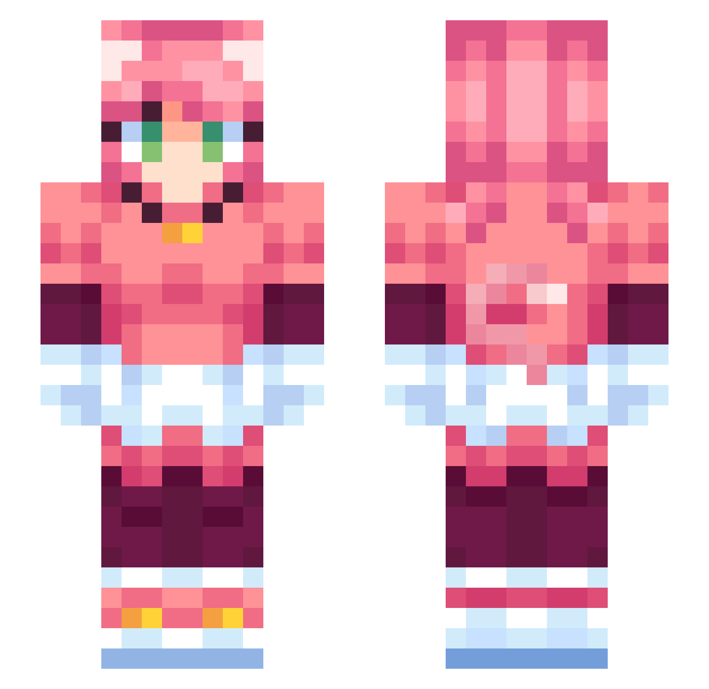 DTRPink Minecraft skin, front and back view