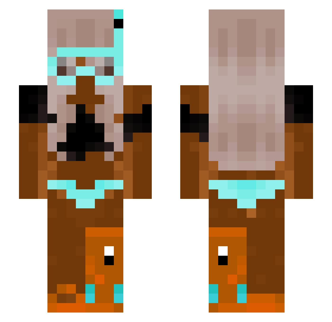 GamerBro43 Minecraft skin, front and back view