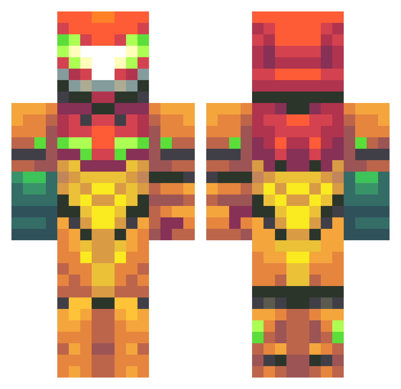 OddHoneyBadger Minecraft skin, front and back view