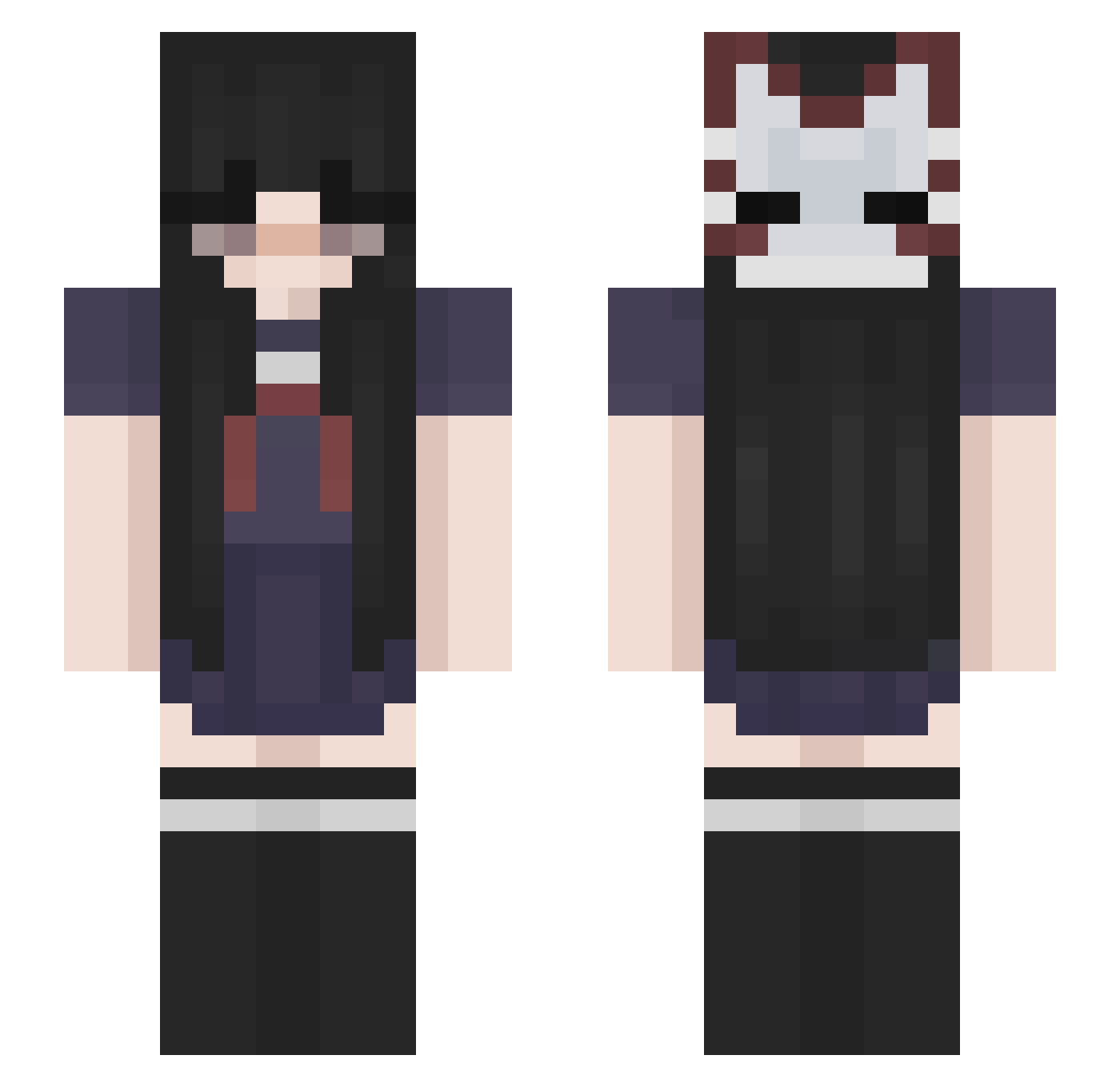 nmys Minecraft skin, front and back view