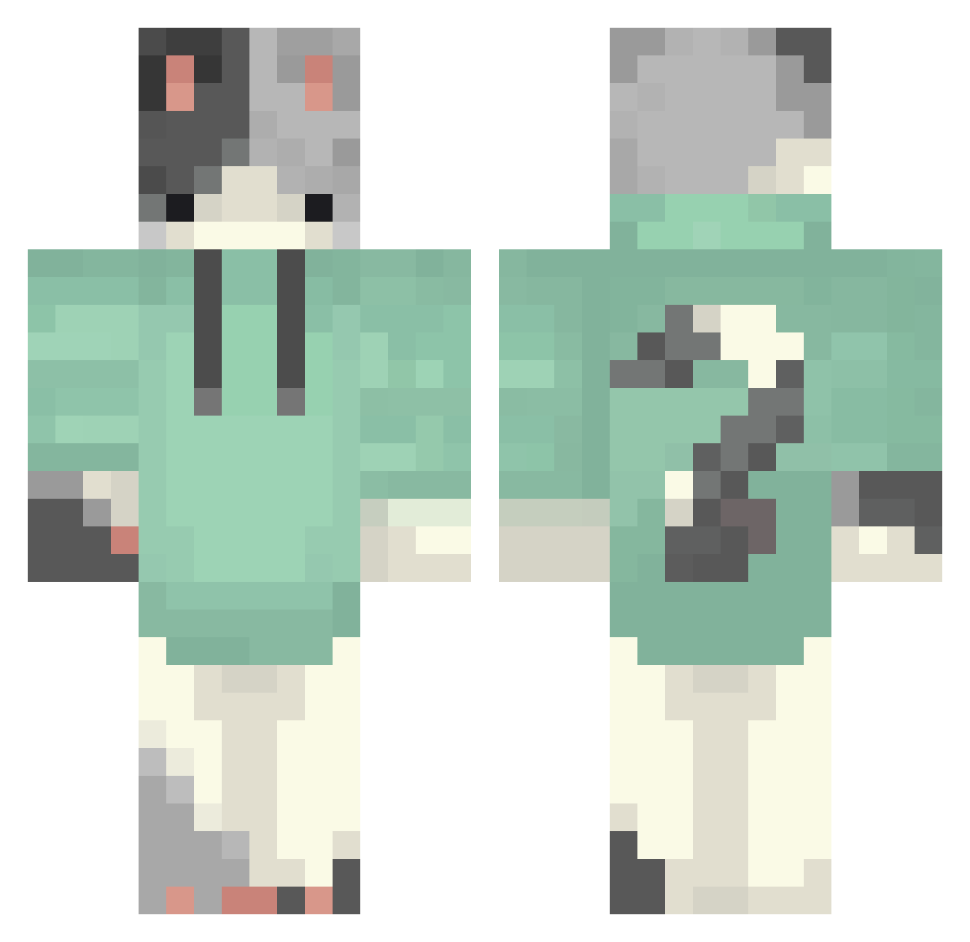 Carrionist Minecraft skin, front and back view