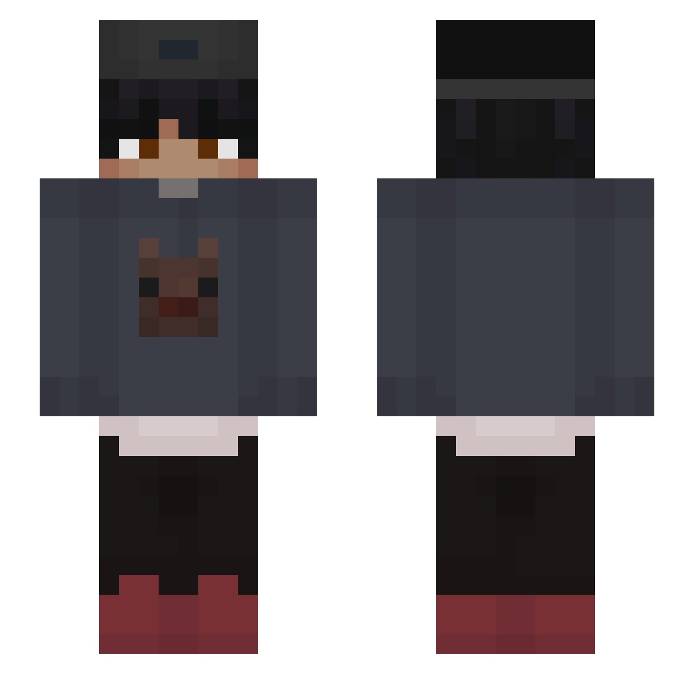 xHordik Minecraft skin, front and back view