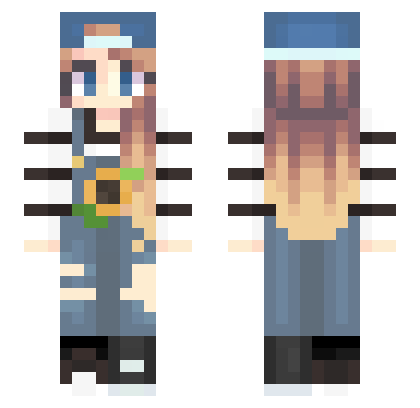 fran Minecraft skin, front and back view