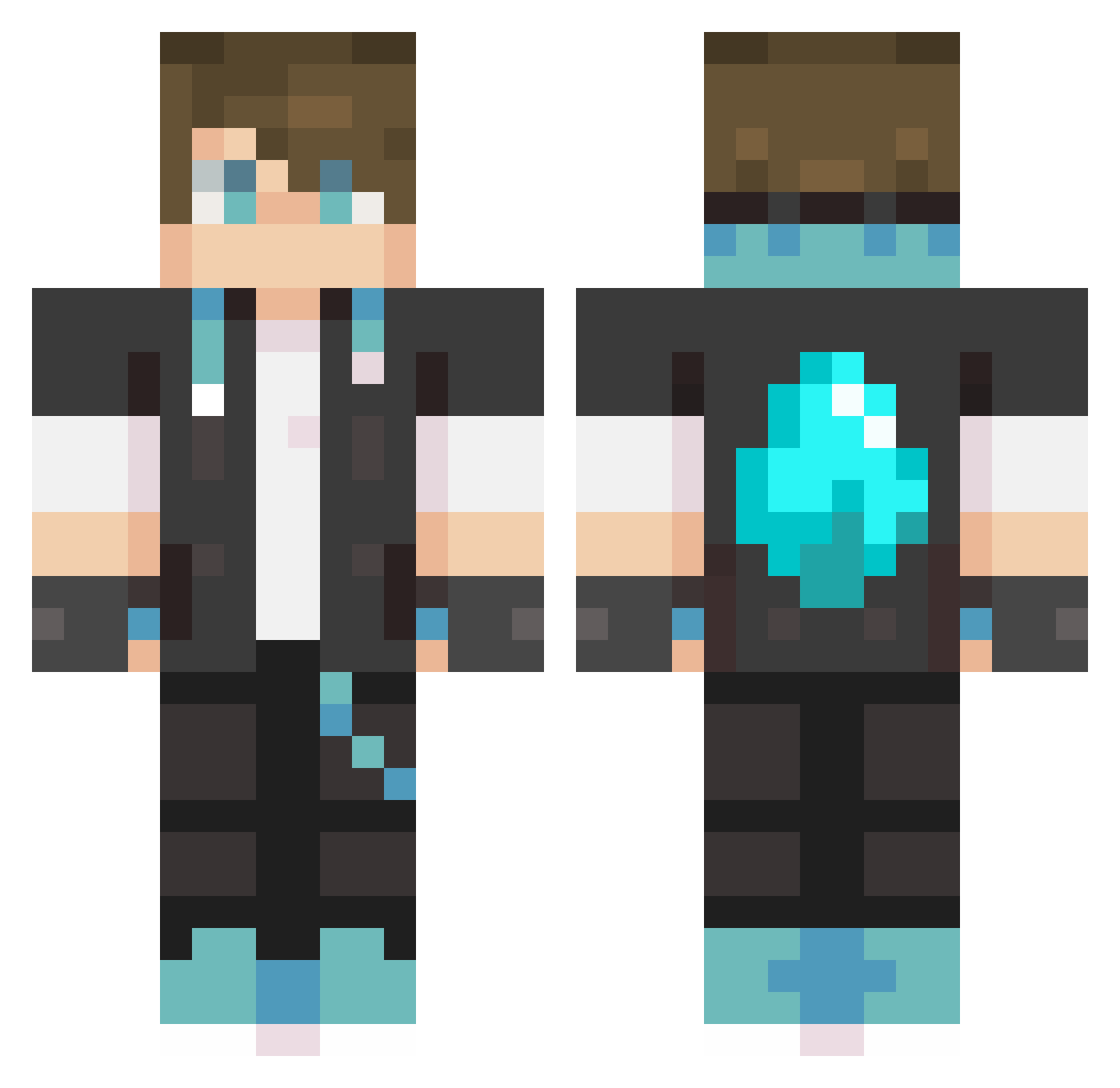 MrBumbleBeez Minecraft skin, front and back view