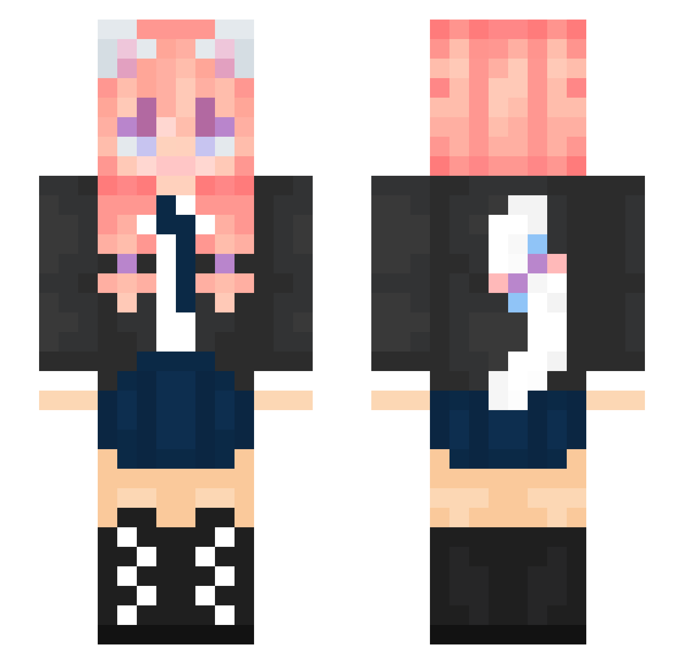 xVPziNn Minecraft skin, front and back view