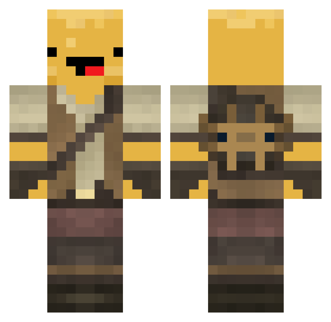 PotatoTrone Minecraft skin, front and back view
