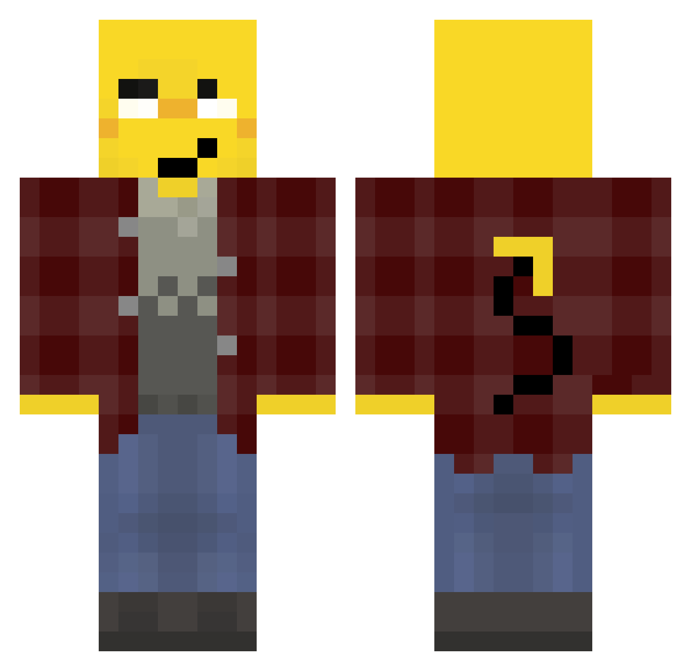 NickelNightmare Minecraft skin, front and back view