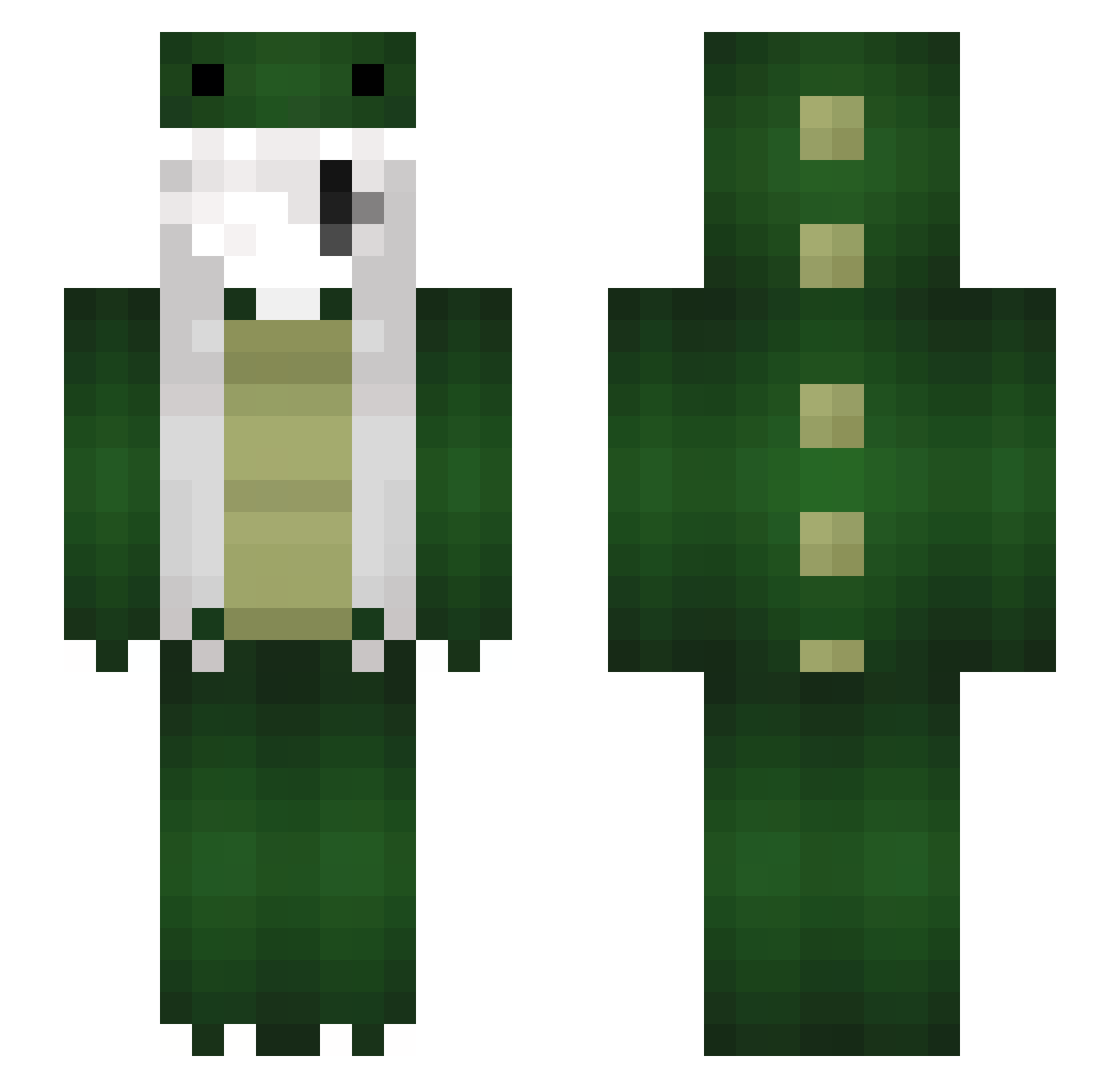 AlienOverdose Minecraft skin, front and back view