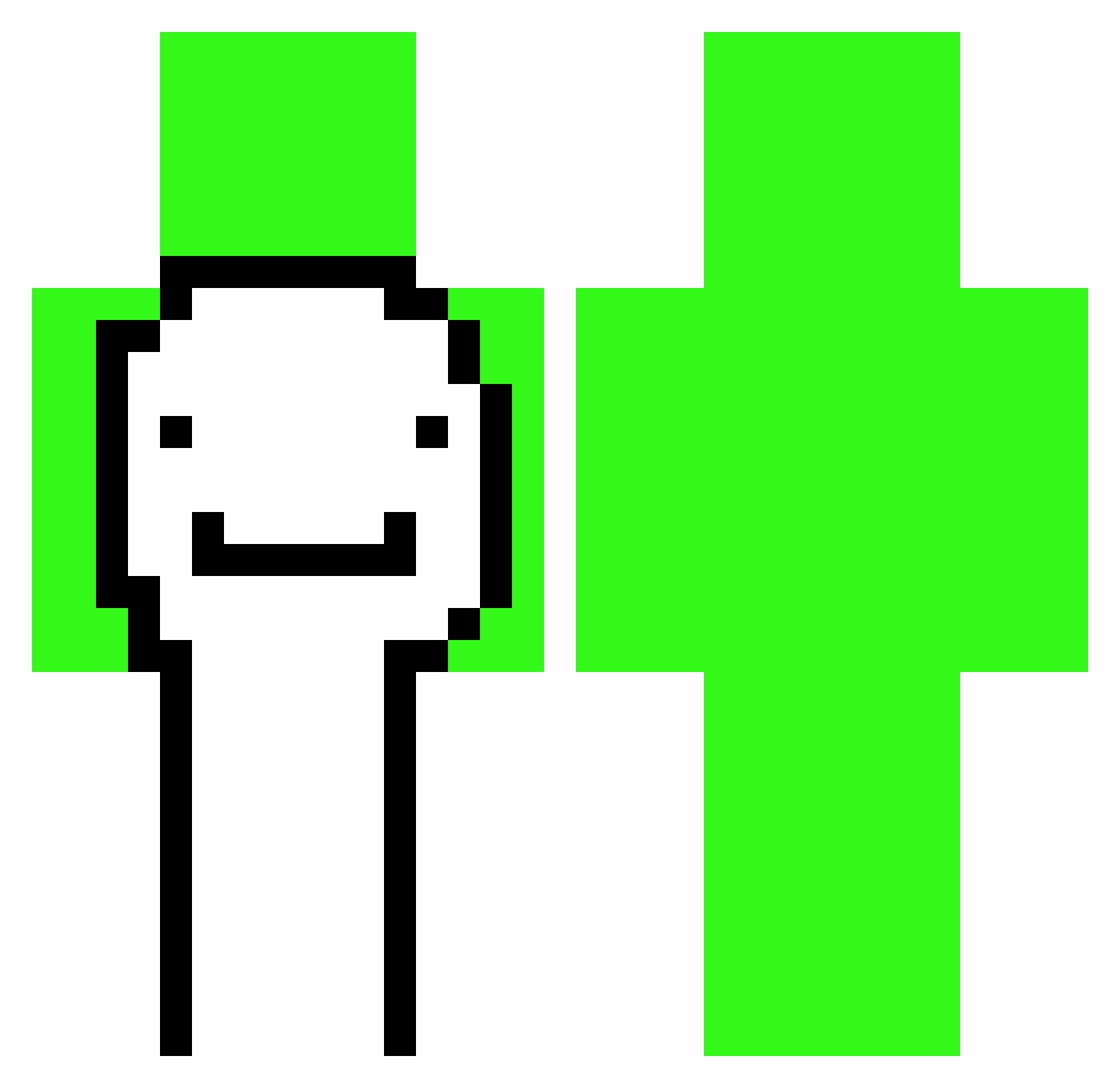 Mus4r Minecraft skin, front and back view