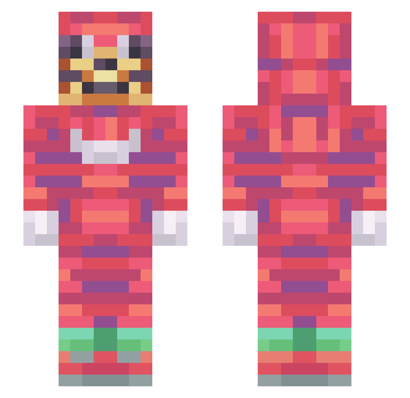 DeTrain Minecraft skin, front and back view