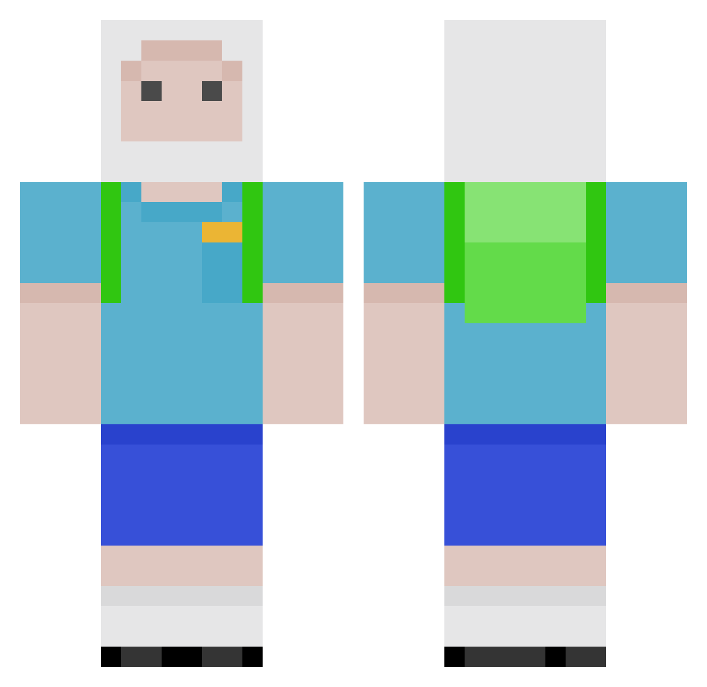 yourmothermine Minecraft skin, front and back view