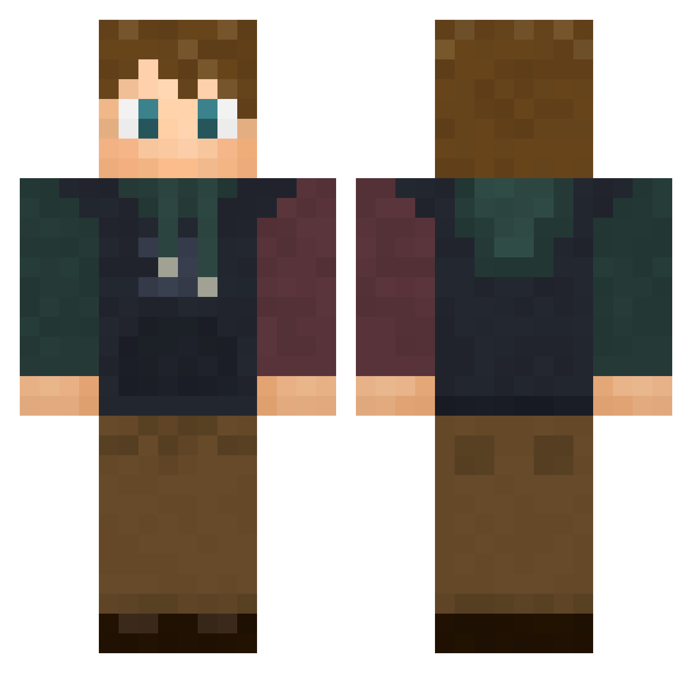 XCBC Minecraft skin, front and back view