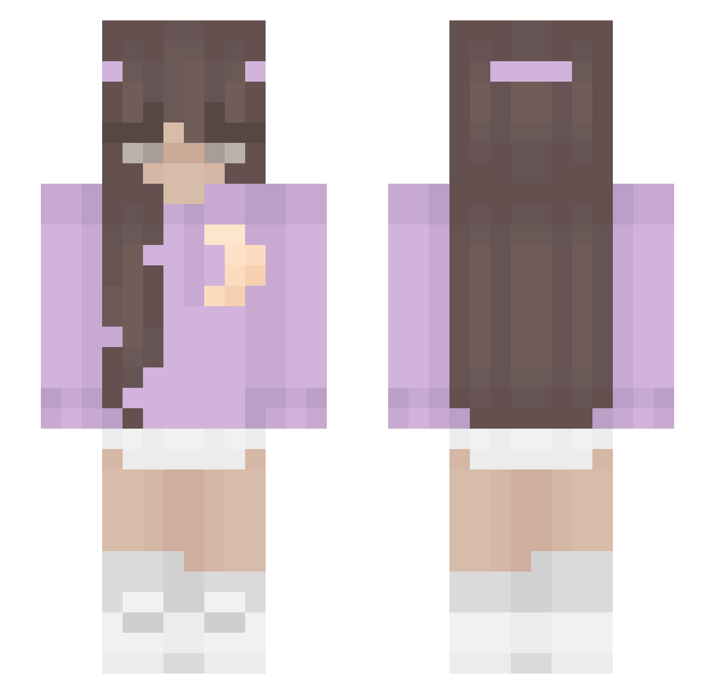 Pinktra Minecraft skin, front and back view